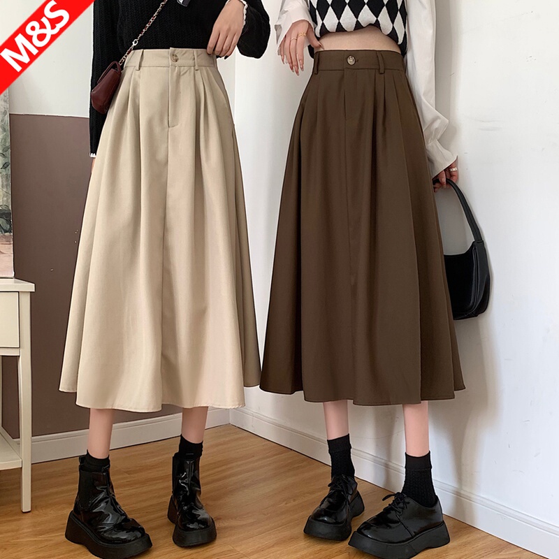 Khaki Woolen Skirt for Women, New Spring and Autumn Style, Coffee Brown, Melard A-Line Umbrella Skirt, Long Skirt, Plus Size