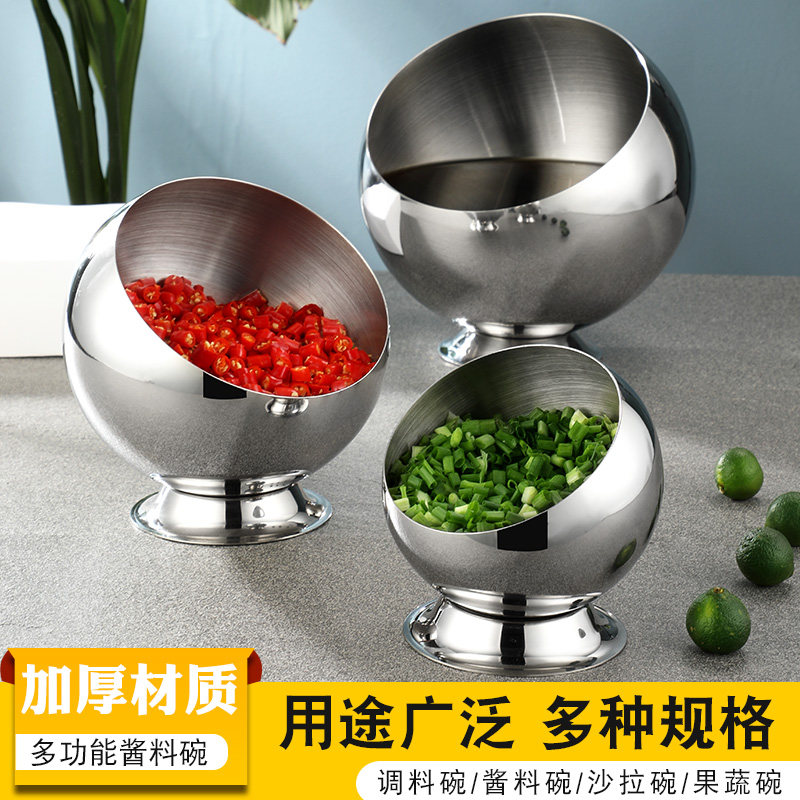 Stainless steel Seasoning Bowl fire pot Shop Self-seasoning bowls Inclined Mouth Sauce Bowls Special Stock Bowls snacks Snack Candy Bowl Pitched Bowl