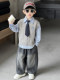 Boys' Suits, Spring and Autum Clothing, 2025 New Kidsren's Autum Sweater, Vest, Three-Piece Set, Baby's Handsome and Fashionable Kidsren's Clothing