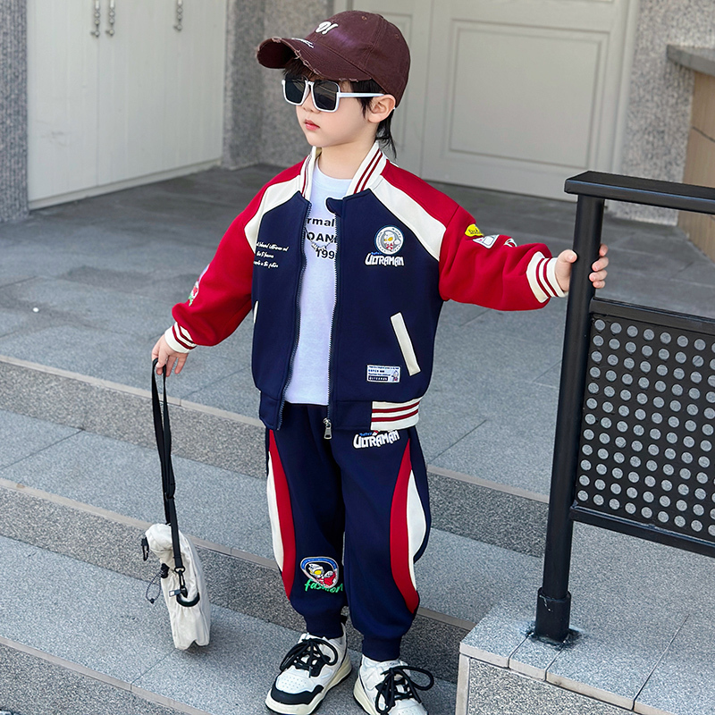 Ultraman Clothes Boys' Spring and Autumn Outfit Set 2026 New Stylish Children's Fashionable Baseball Uniform Two-Piece Set