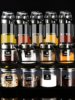 Glass Seasoning Jar Set with Rack for Kitchen, Including Salt, Pepper, Chili Powder, Soy Sauce, Vinegar, and Olive Oil Bottles