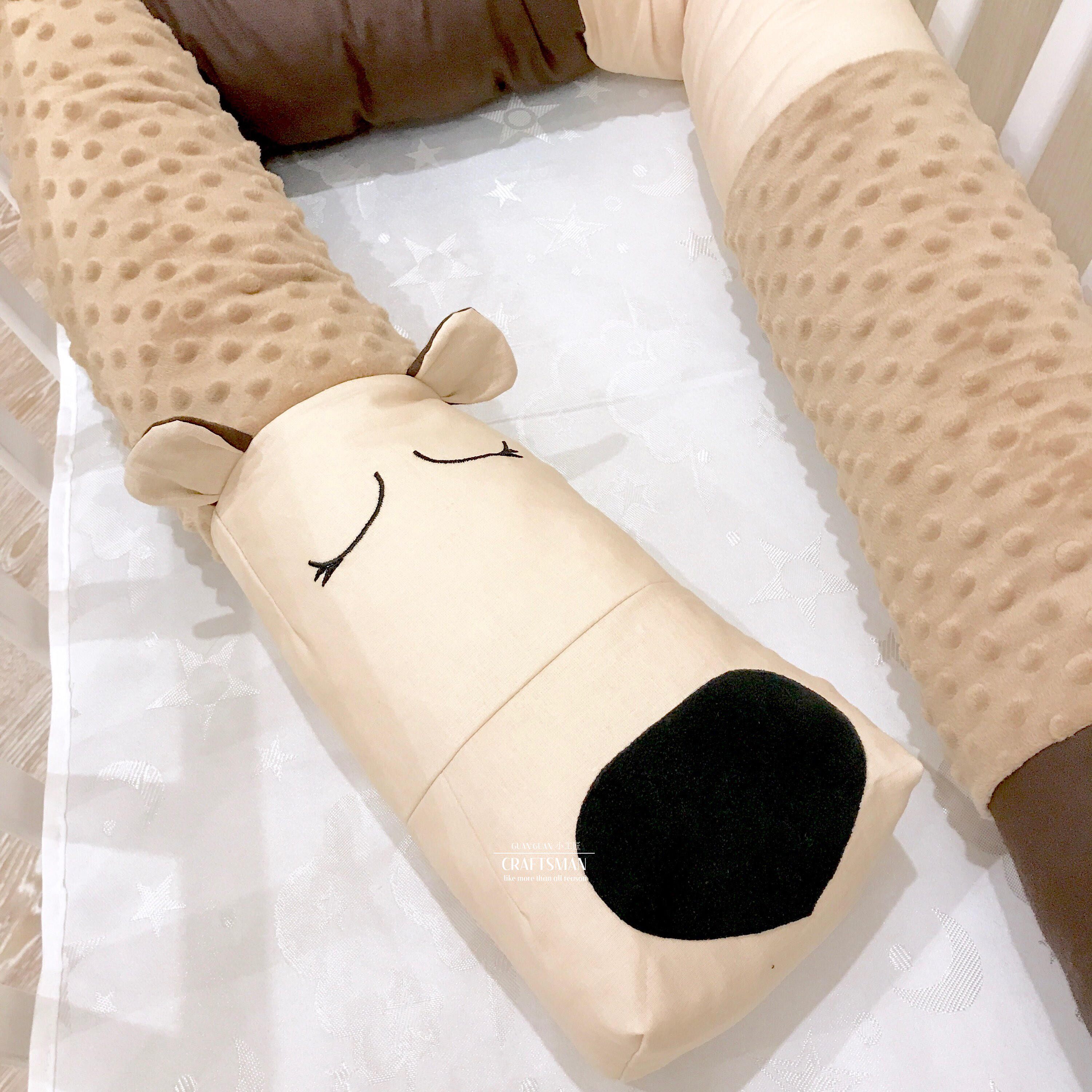 INS Nordic Animal Cartoon Long Strip Bed with Pure Cotton Soothing Pillow Children's Room Baby Bed Fence