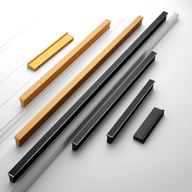 Black cabinet door handle modern minimalist gold overall cabinet wardrobe door handle lengthened wardrobe subdrawer light lavish Nordic