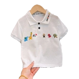 Детская мультяшная летняя хлопковая футболка polo, короткий рукав