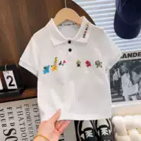 Детская мультяшная летняя хлопковая футболка polo, короткий рукав