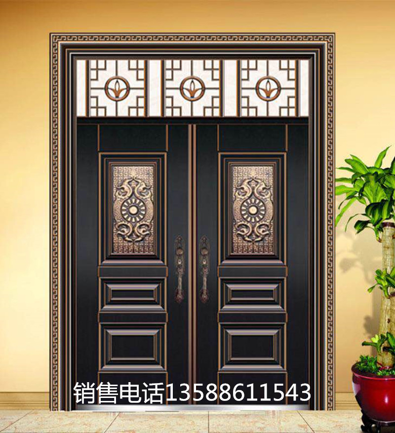 Rural entry door door Class A security door villa double door simulation copper door courtyard door glass door