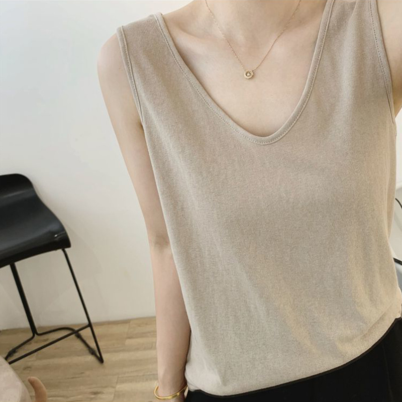 Korean Style Plus Size 150kg V-Neck Outerwear Tank Top for Women, Loose Fit for Summer, Sleeveless Base Shirt for Fat Women 240