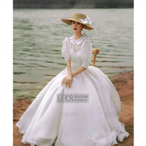 2021 Qi spring and summer gauze forest wedding dress dress travel simple vintage Hepburn thin super fairy