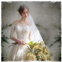 Bride Qi Dyson French light wedding dress to go out gauze waist thin 2021 shoulder travel Princess Korean autumn