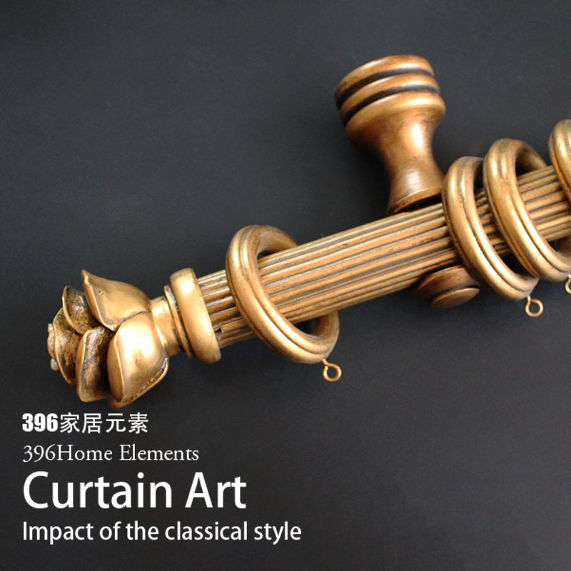 European-style curtain luxury Roman rod European-style pastoral luxury curtain rod Foreign trade boutique antique gold curtain rod