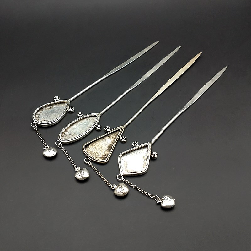 Guizhou handmade ethnic wind multitumeo silver handmade embroidery embroidered slim embroidered hair Hairpin retro style personality 100 hitch hairpin hairpin hairpin