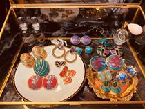 (Millionaire Bean) Vintage Earrings Atlantic Enamel Retro Ancient with ornament ear clip ear nail Europe (9)