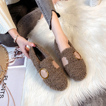 Pregnant woman shoes foot swollen non-slip a foot pedal lamb wool shoes large size feet wide and fat 2021 autumn winter new women