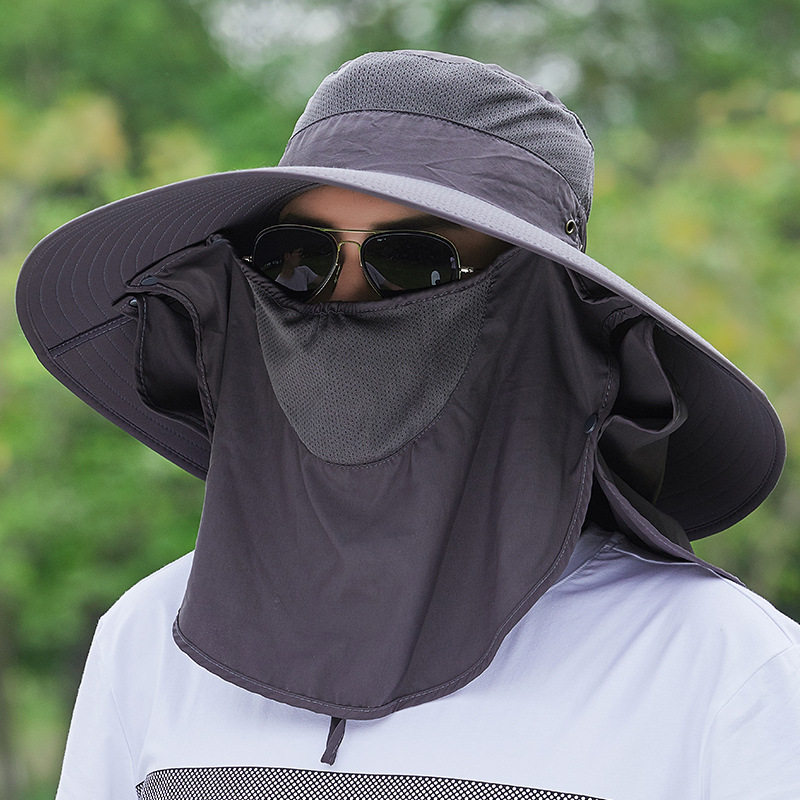 Large Edge Sun Hat Phishing Anti UV Male Fisherman Hat Great Hat Peak Visor Mountaineering Face Mask Neck Face Mask