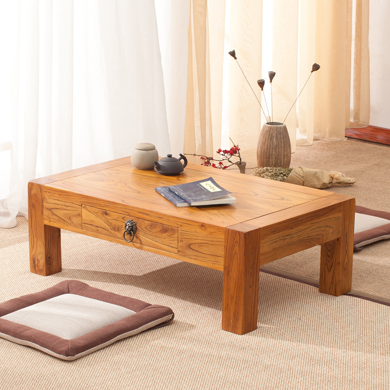 Old elm small Kang table Solid wood low table Simple modern Tatami coffee table Chinese School balcony floor low table