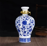 Jingdezhen 1 kg chai rượu vang gốm màu xanh và trắng có khóa