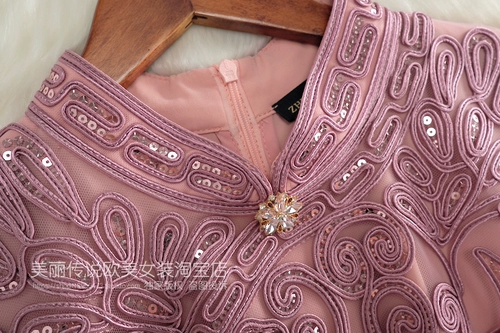 Элитное осеннее ретро платье, элегантные кружевные блестки для ногтей, европейский стиль, легкий роскошный стиль, длина миди, А-силуэт