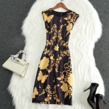 Элитная ретро летняя юбка, летний корсет, длинное платье, европейский стиль, А-силуэт, в цветочек, длина миди