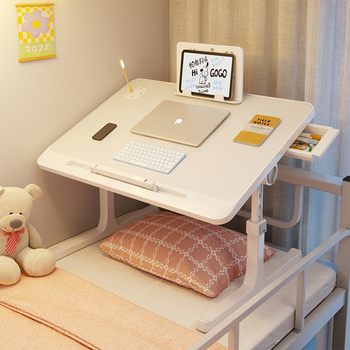 Foldable Bed Study Desk, Simple Dormitory Essential for Students in Upper Bunks, Writing Desk for Bed, Height-Adjustable Stand, Home Office Study, Bay Window Lazy Laptop Desk, Small Table