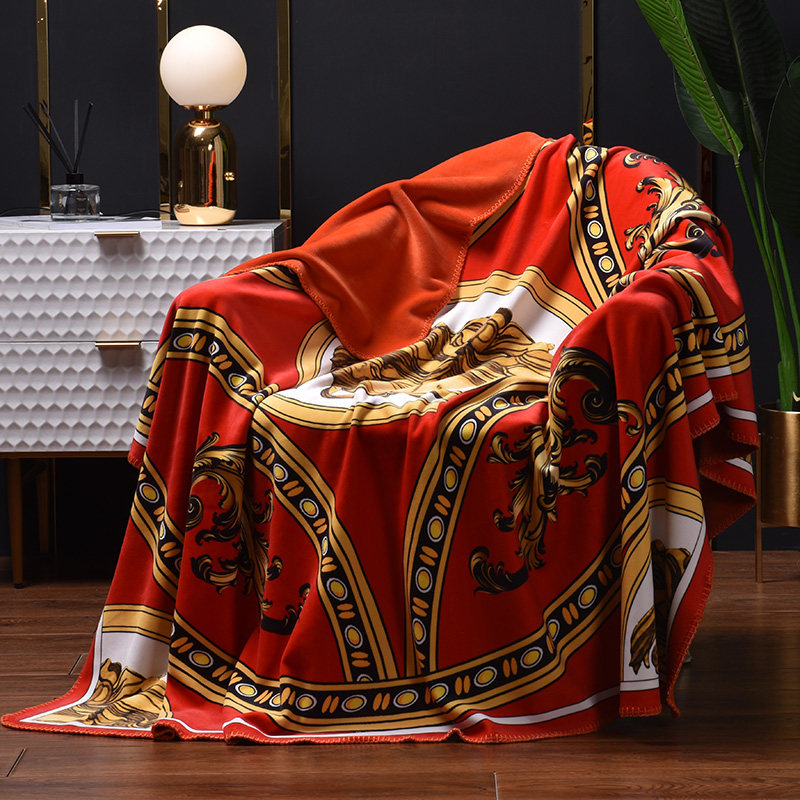 Eurostyle Blanket Home Couch Blanket High-end Gin Fox Suede F Home Multifunction Travel Cover Blanket Aircraft Blanket