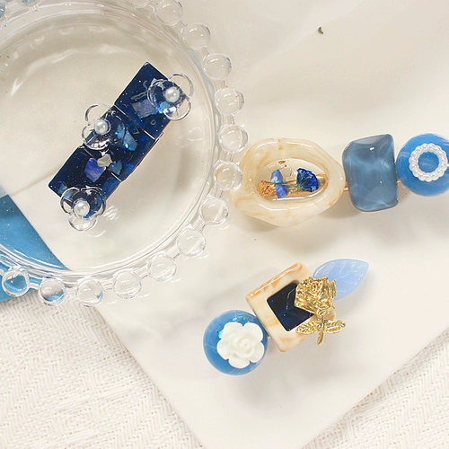 Синяя заколка для волос, оригинальное звездное небо в форме цветка, «сделай сам»