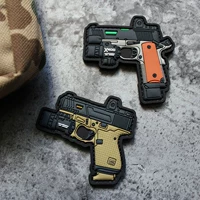 Q phiên bản vũ khí kỹ năng chương chiến thuật 1911 Glock Velcro băng đội mũ bảo hiểm dán áo vest dán huy hiệu chương tinh thần miếng dán vết rách quần áo