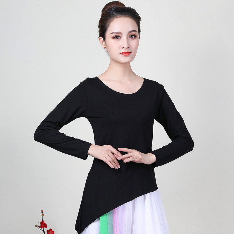 Square dance dance practice clothes women's top spring and summer short-sleeved modal classical dance body modern dance long-sleeved shirt