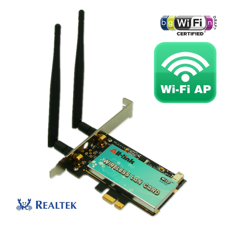Realtek RTL8192 Desktop Computer PCI-E Wireless Network Card Dual Antenna Support linux 300M