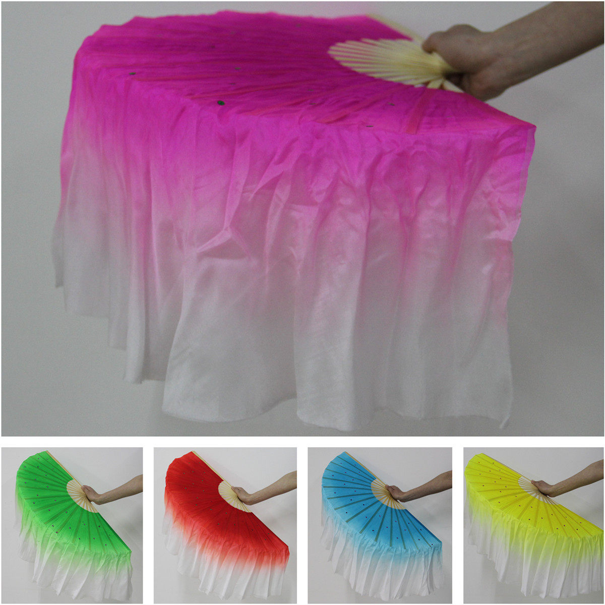 Dance props to be made to show color fan 1 ruler 2 gluons canton Seedlings Song Fan REAL SILK BIFACIAL DANCE FAN