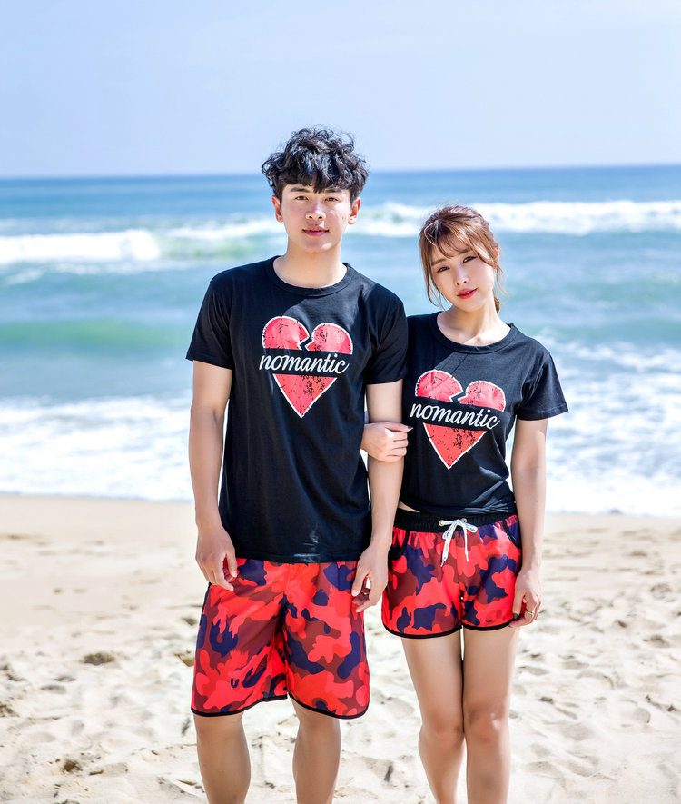 Mùa hè Hàn Quốc Ngụy trang Quần đi biển Quần áo khô nhanh Các cặp nam và nữ Áo thun đi biển Bali Beach Holiday - Vài đồ bơi 	đồ đôi gia đình đi biển