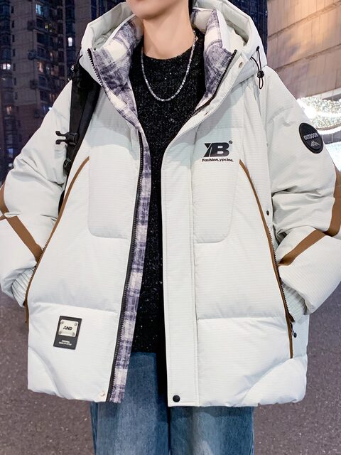 Winter Hooded Cotton Jacket for Teenage Boys, College Style, Trendy, Versatile, Loose Fit, Thickened, Warm, Cold-Proof Student Coat