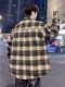 Cotton-Padded Thick Plaid Long-Sleeved Jacket for Boys, New Winter Style Trendy Student Loose Plaid Casual Warm Top