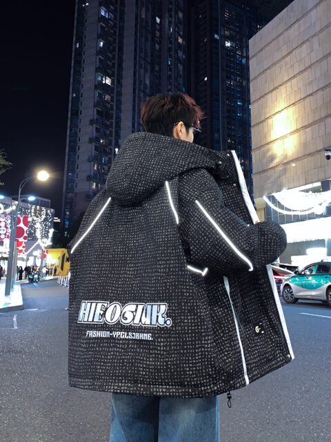 Youth Winter White Duck down Jacket for Boys, Junior and Senior High School Students, Hooded Loose-Fitting Hong Kong Style Coat, Cold-Proof Clothing