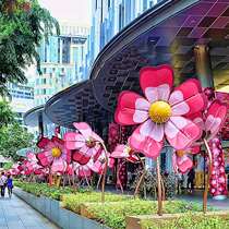 Outdoor wrought iron sun flower ornaments commercial district Square abstract flower shape landscaping decoration decorations