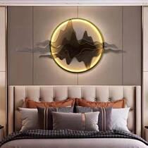 Chinese metal round wall decoration Mountain Shadow Wall living room bedroom porch decoration sofa background wall with lamp light pendant