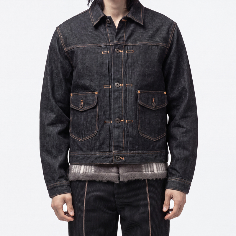 Real Denim Jacket Snj252 with Lapel, Original Color Selvedge Denim, Classic Double-Pocket Denim Jacket for Men Real Denim Jacket Snj252 with Lapel, Original Color Selvedge Denim, Classic Double-Pocket Denim Jacket for Men