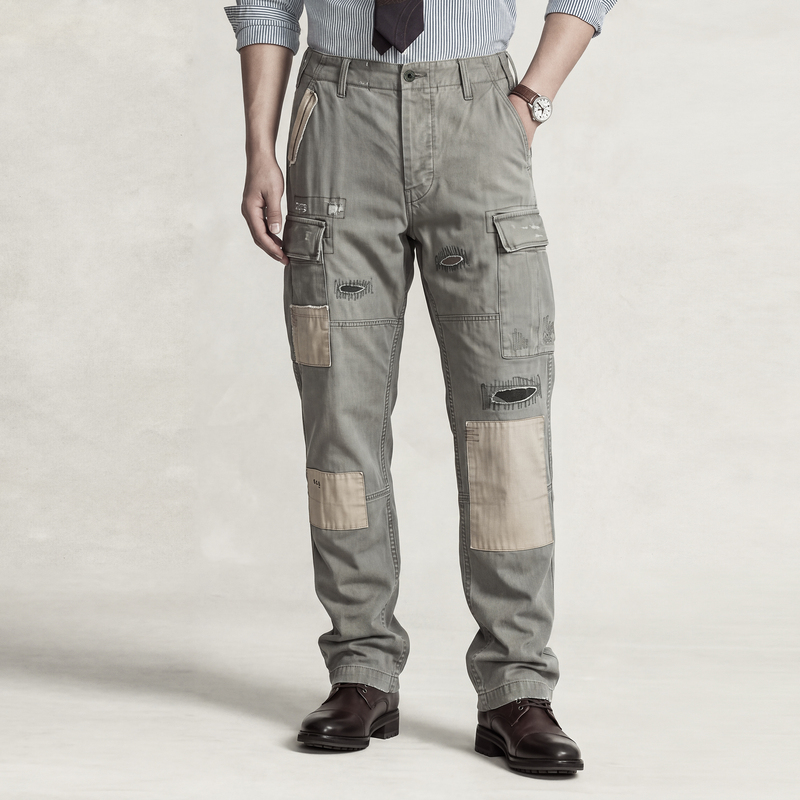 【Capture Hand】Limited Edition Heavy Washed Textured Patch Workwear Pants Casual Pants for Men