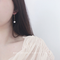 MAOLI Yuxing Star 14K Bao Gold Baroque Natural Pearl Ear Line Japanese hipster Stars Earrings