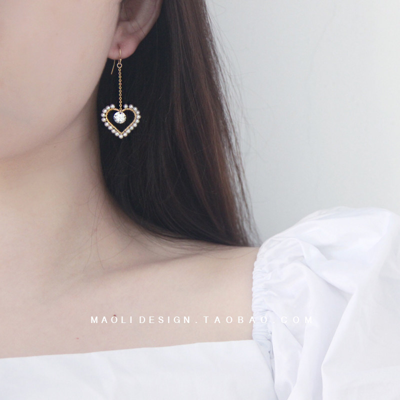 MaOLI sweetheart Miss original design handwoven 14k bag gold natural mini pearl earrings earrings