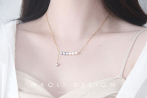 MAOLI Balance Wood 14K Bag Gold Natural Freshwater Pearl Gas Clay Color Clock Chain