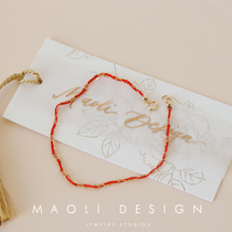MAOLI pure hand woven red rope this life 14k bag gold note hand chain bracelet with washable water not fading