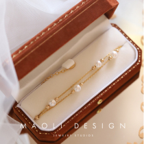 MAOLI time quiet import 14K gold package fresh water pearl double adjustable simple Joker bracelet bracelet