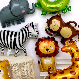 新款卡通动物主题气球豹子鹿斑马猴子狮子儿童生日派对装饰布置品