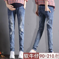 Bà bầu xuân hè 2018 Quần bà bầu mới quần jeans size lớn mặc quần nâng bụng thông thường mùa xuân và quần dài mùa thu quần legging bầu