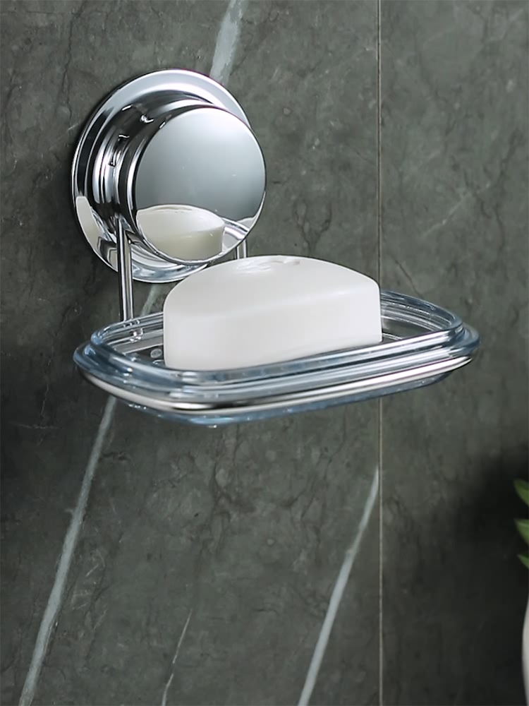 Jiabao powerful suction cup fat box Powder room free hole single layer fat rack Creative wall-mounted drain incense box