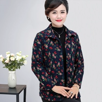 Áo sơ mi nữ trung niên cashmere chần mùa xuân xuân mẹ tải áo len mùa thu XL bà ngoại thư mục nhỏ đồ mặc nhà trung niên