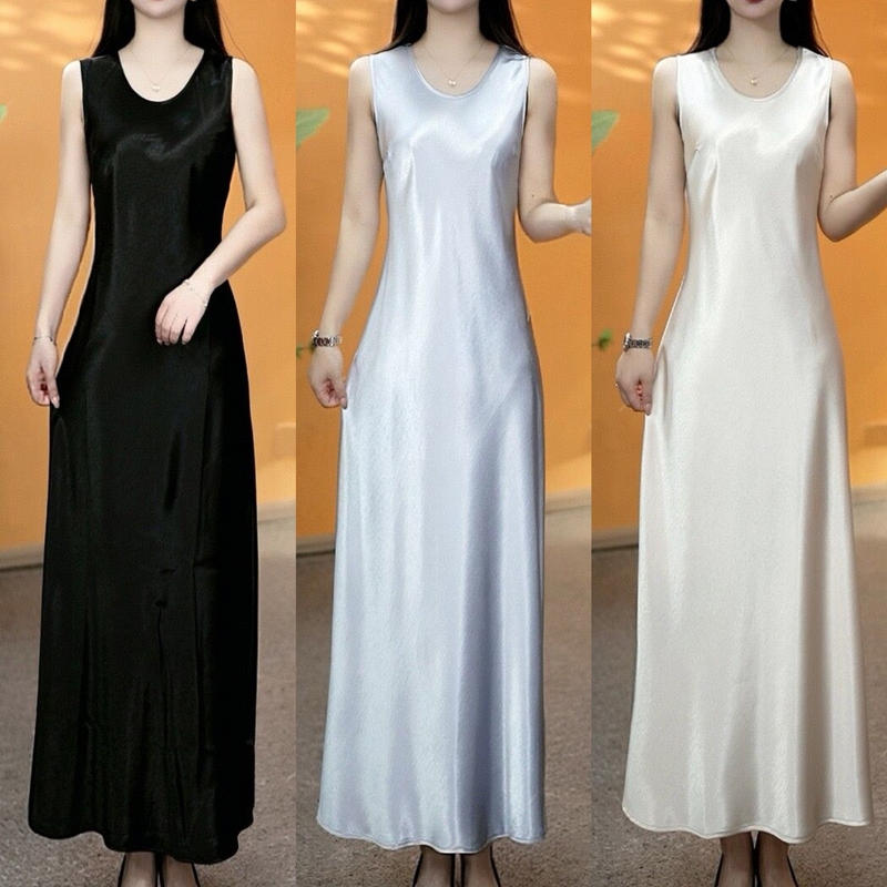 2026 New Heavy Silk Satin Sleeveless Long Dress, Fashionable and Stylish, Slimming and Height-Enhancing, Elegant Tank Dress 2026 New Heavy Silk Satin Sleeveless Long Dress, Fashionable and Stylish, Slimming and Height-Enhancing, Elegant Tank Dress