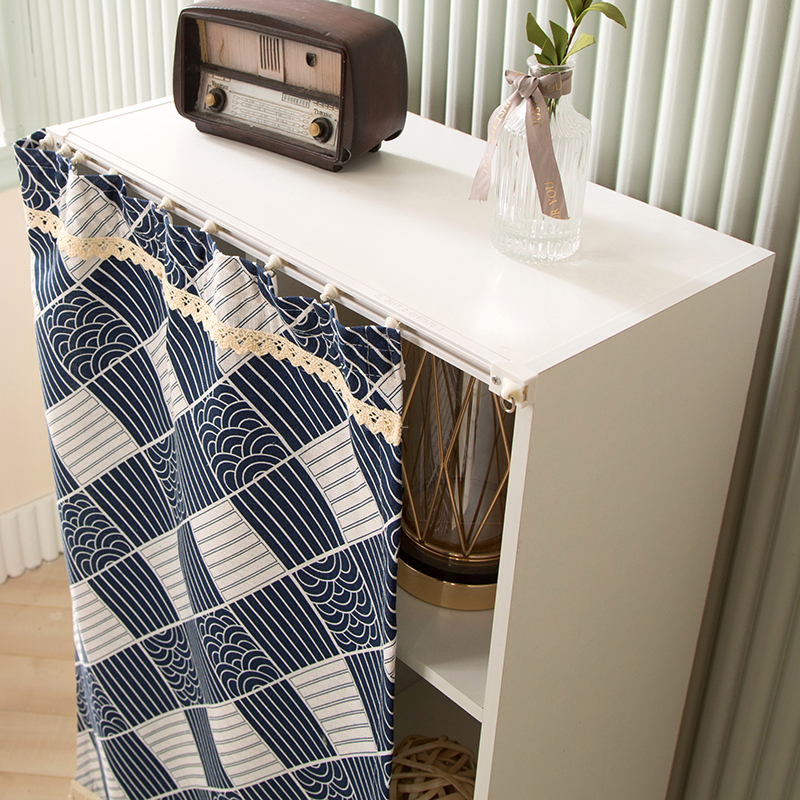 Curtains with No-Drill Track, Semi-Blackout Dustproof Curtains, Self-Adhesive Sliding Door Curtains, Storage Rack, Cabinet Miscellaneous Items Pull-Down Curtain