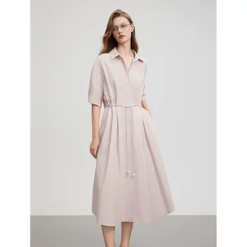 Hanfu keluli elegant dress ແມ່ຍິງ 2025 summer ແບບໃຫມ່ pure cotton temperament commuting style shirt dress ກະໂປງຍາວ
