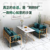 Nordic Wrought iron sofa Clothing store Beauty salon Milk tea shop Modern simple double small sofa Dining furniture card seat
